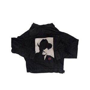 Vintage Marlboro Wild West Cowboy Denim trucker Jacket Black 80s 90s Unisex xL